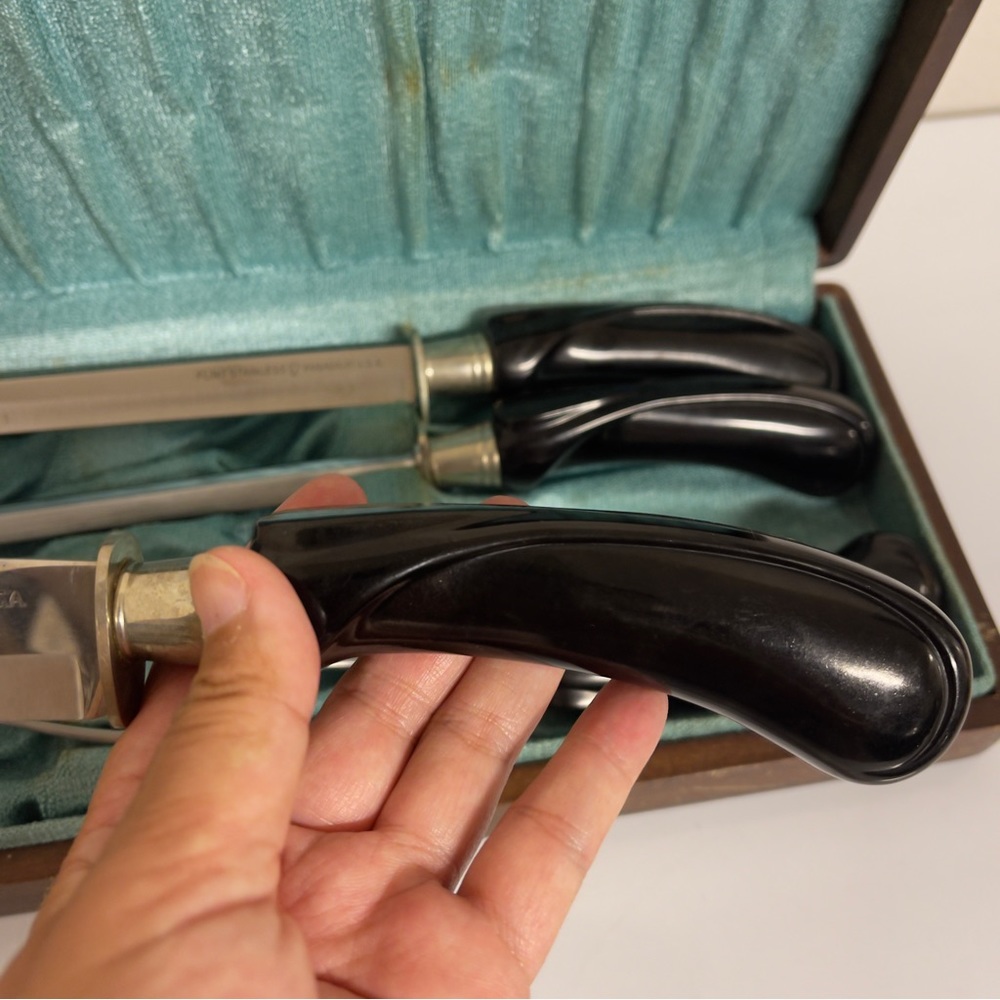 Vintage Flint Hollow Ground Cutlery Carving knives and fork 4pcs set - Picture 3 of 6